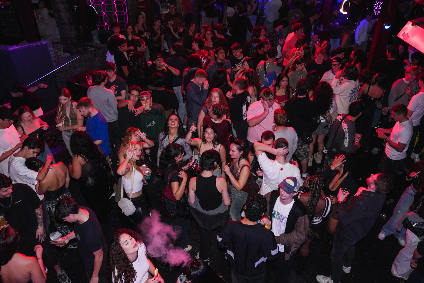 The dance floor at Dicey's Garden, full, seen from above.